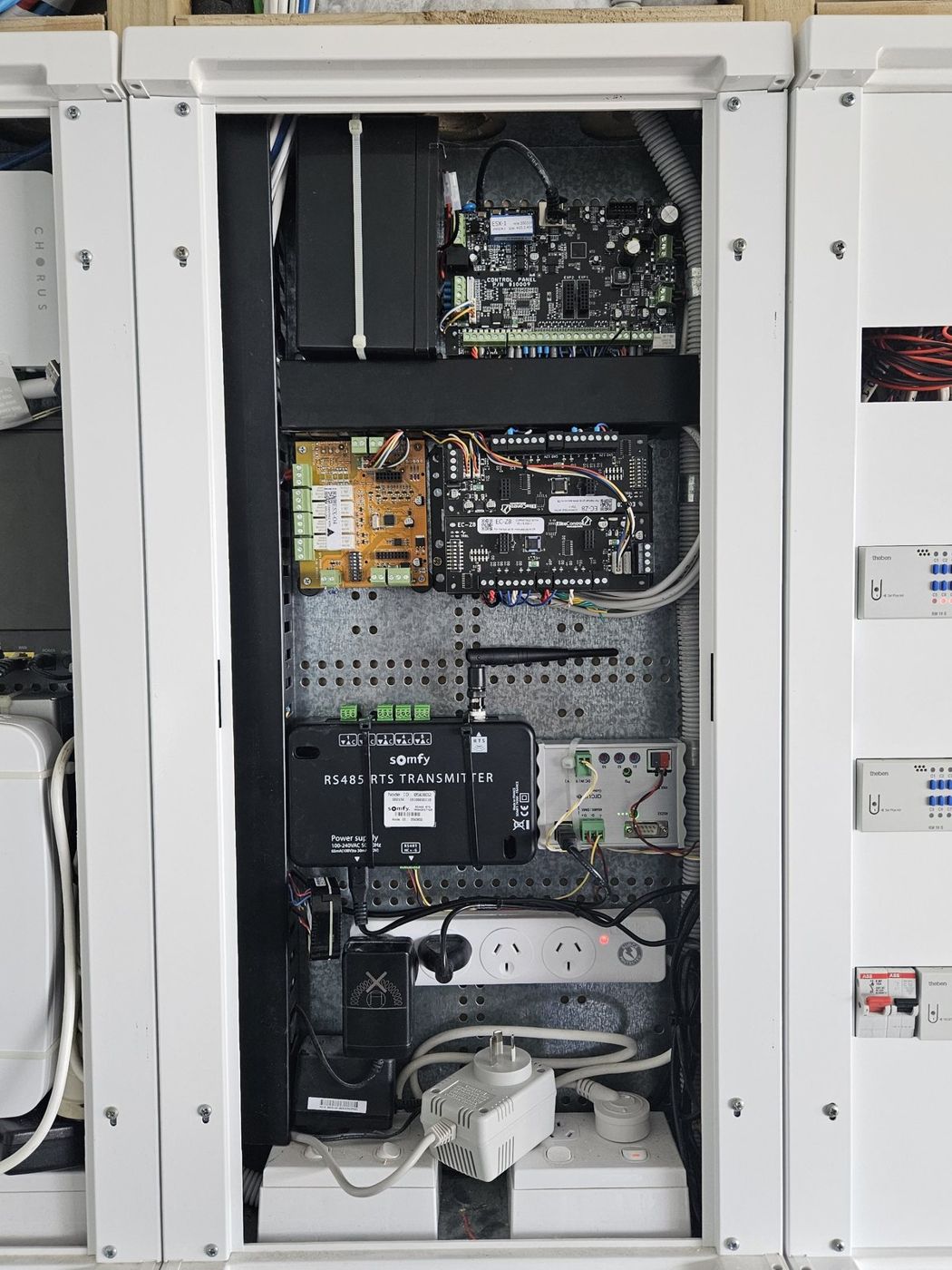 Alarm panel, automation controllers and Somfy blind transmitter