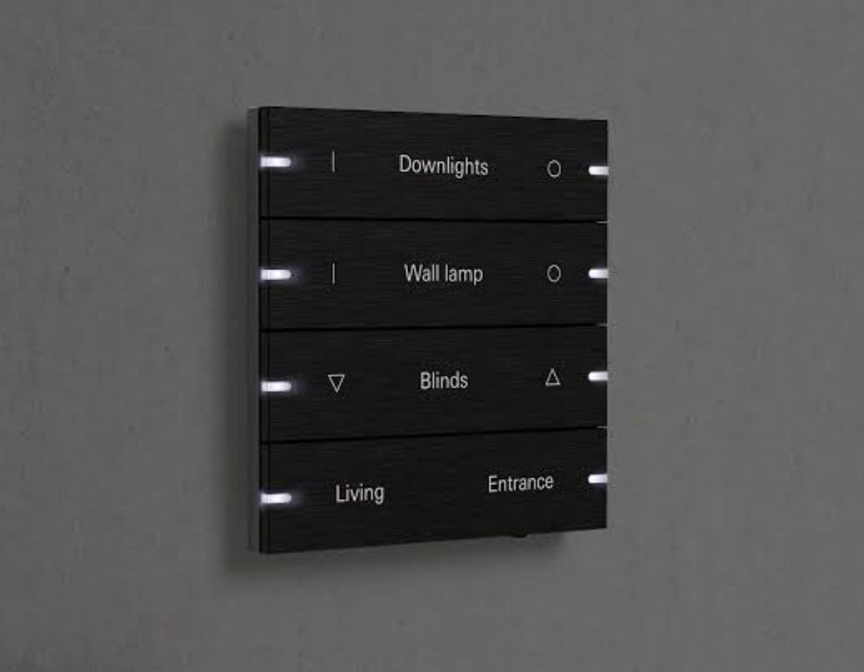 Engraved backlit keypad for downlights, wall lamps and blinds