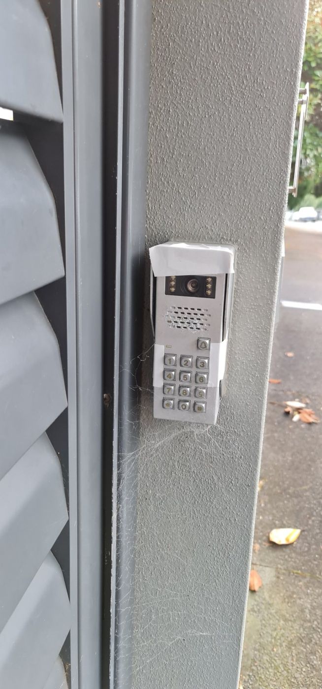 Before: The old gate intercom before the upgrade